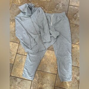 Gray Zip-Up Hoodie and Pants Set